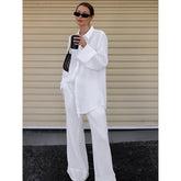 White Pure Cotton Trousers Suit
